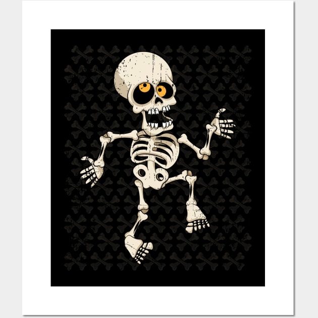 Funny Dancing Skeleton Halloween Gift Wall Art by teeleoshirts